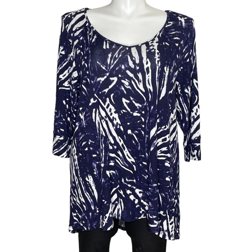 Kenar plus dark blue and white tie dye tunic NWT 2X